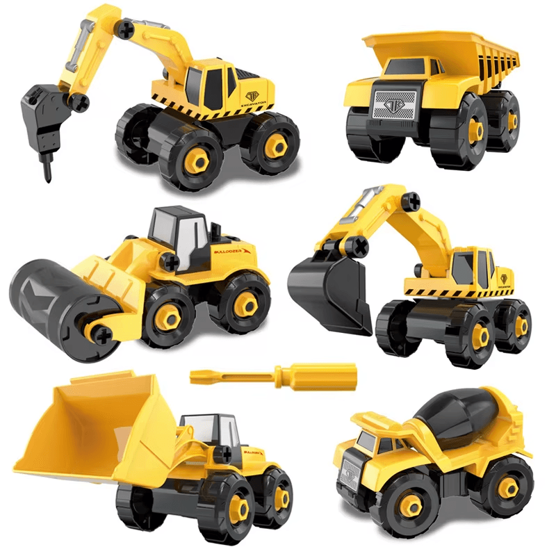 Utilaje Constructii pentru Copii 6 in 1 Ludiro, 104 Piese DIY cu Surubelnita - LUDIRO