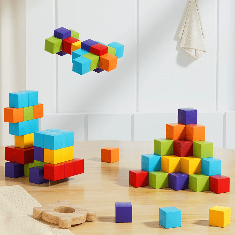 Set Cuburi Magnetice Educative 3D Ludiro, 48 Piese pentru Creativitate, Logica si Dezvoltare STEM - LUDIRO