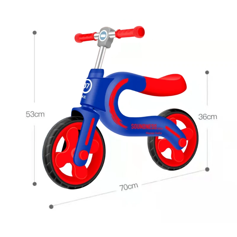 Resigilat - Bicicleta de Echilibru pentru Copii LUDIRO, 2-5 Ani, Cadru Usor, Roti din Cauciuc, Maner Antialunecare, Sa Ergonomica, 70x53 Cm, Albastru Rosu - LUDIRO