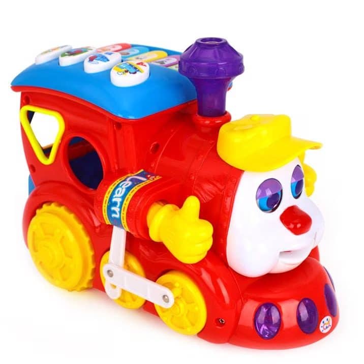 Trenulet de Jucarie Educativ cu Sunete si Lumini, Senzor de Impact, Functie Potrivire Forme, Rosu, 22x16x12 Cm, +18 Luni - LUDIRO