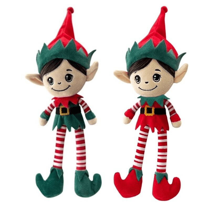 Set 2 Elfi de Plus 50 Cm, Jucarii Moi si Vesele de Craciun, Prieteni Magici pentru Copii - LUDIRO