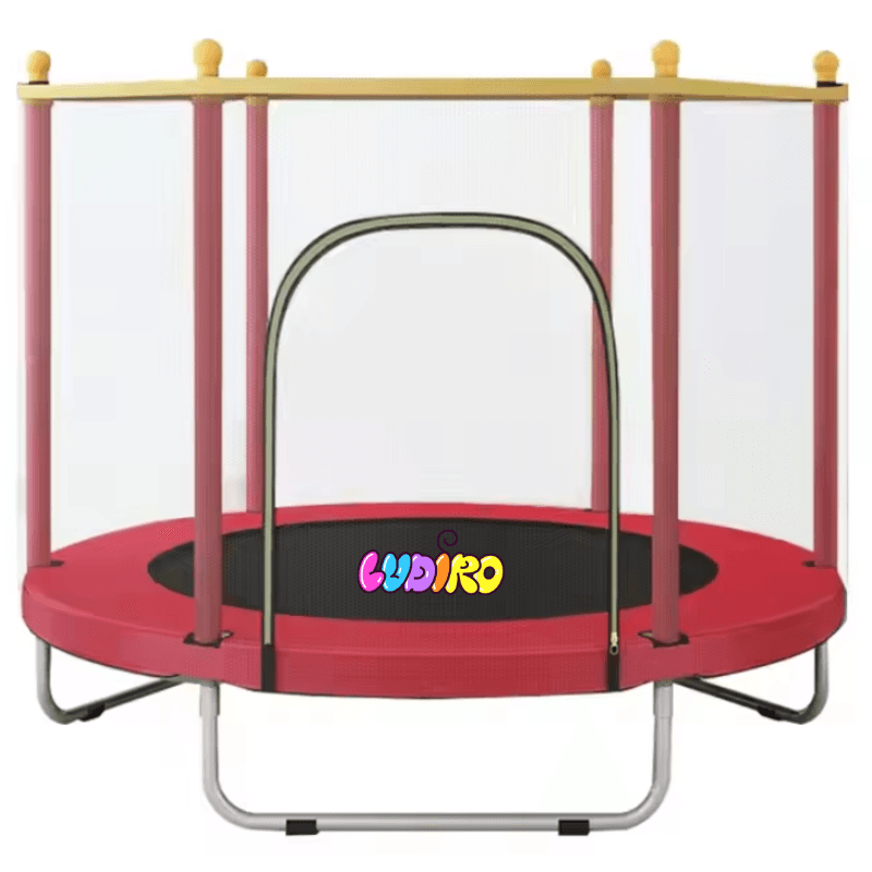 Resigilat - Trambulina pentru Copii 3-7 Ani LUDIRO, Plasa de Siguranta, Diametru 140 Cm, Inaltime 125 Cm, Joaca Distractiva pentru Interior si Exterior, Rosu - LUDIRO