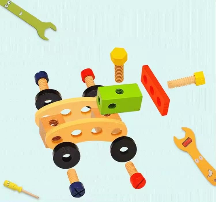 Jucarie Interactiva Montessori, Trusa de Unelte din Lemn pentru Copii, Educativa si Distractiva pentru Micii Mesteri, + 3 Ani - LUDIRO