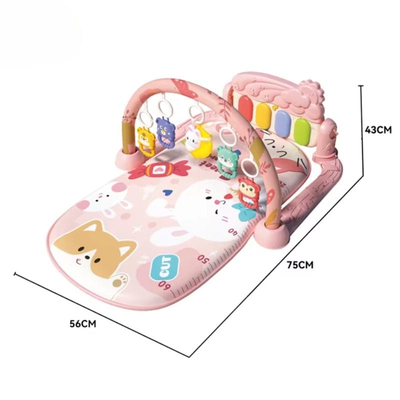 Resigilat - Centru de Activitati pentru Bebelusi cu Animale Simpatice, 75x56x43 Cm, Covoras Interactiv 5 in 1 cu Pian, Jucarii Detasabile, Sunete Muzicale, Lumina Delicata si Design Educational, Stimulare Cognitiva, + 0 Luni, Utility One - LUDIRO