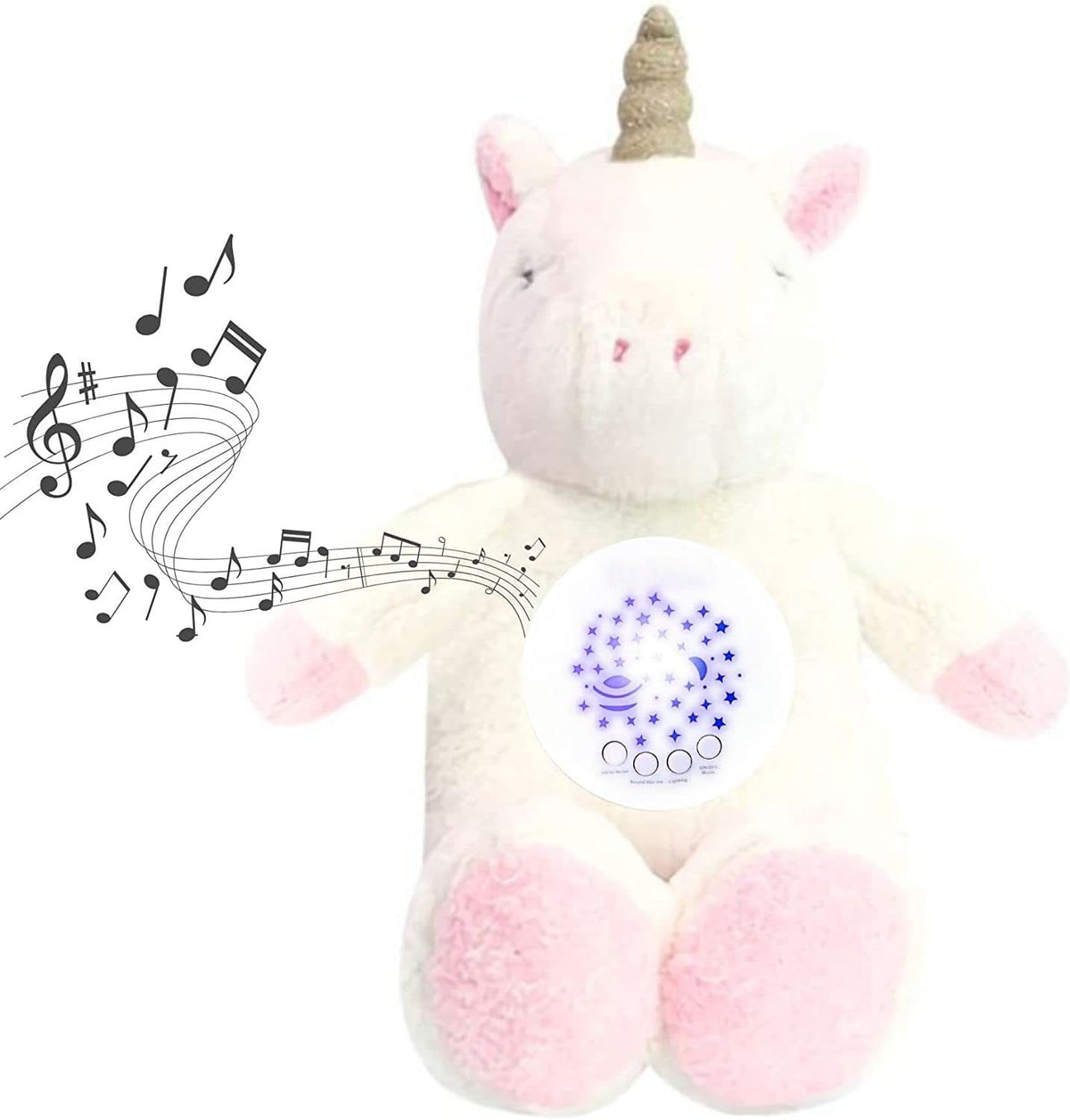 Jucarie de Plus, Unicorn, Efecte de Proiectie, Lumini si Sunete pentru Bebelusi, Diferite Functii, 31 Cm, + 0 Luni - LUDIRO