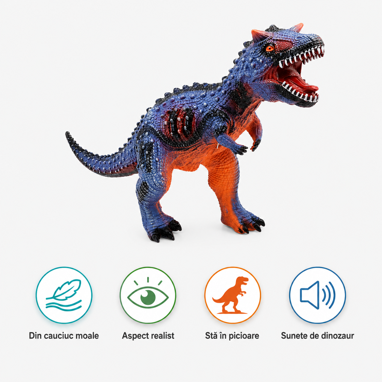 Dinozaur Carnotaurus Gigant LUDIRO din Cauciuc Moale, cu Sunete, Aspect Realist, 73 cm - LUDIRO