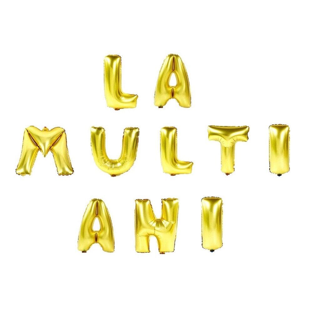 Set baloane folie cu mesaj LA MULTI ANI 40 cm, Culoare auriu - LUDIRO