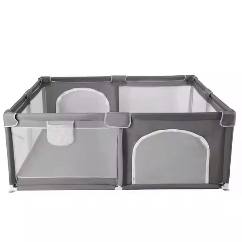 Tarc de Joaca pentru Copii, 1-5 Ani, 180x150x66 Cm, Spatiu Sigur si Generos, Cu Plasa Moale, Protectie la Colturi si Structura Stabila, Ideal pentru Interior si Exterior, Usor de Asamblat, Gri - LUDIRO