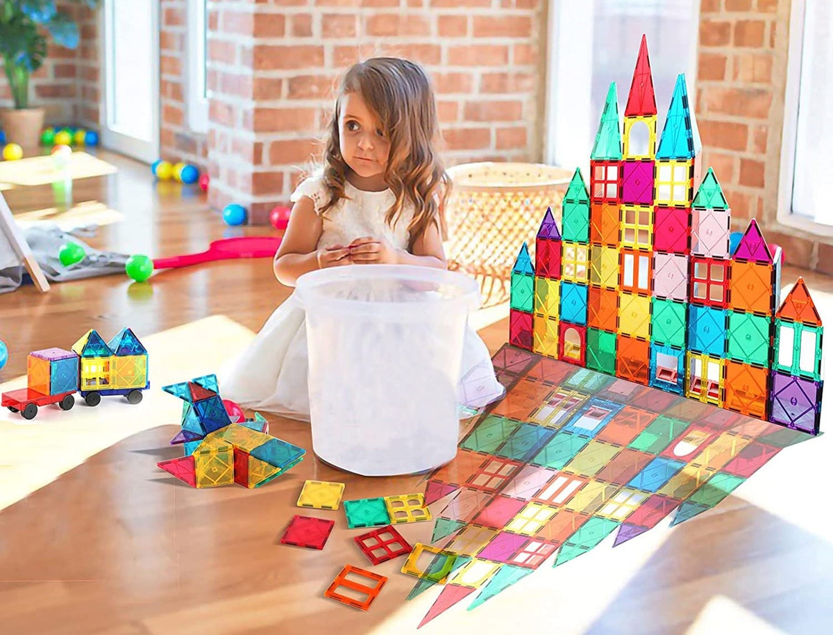 Resigilat - Set de Constructie Inteligent, Blocuri Magnetice STEM si Roti, Educativ si Creativ, 108 Piese, + 3 Ani - LUDIRO