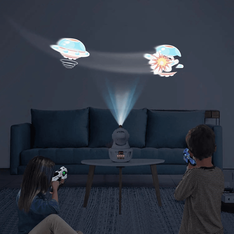Set 2 Pistoale cu Laser si Proiector Tinte, Pentru Interior si Exterior, Doua Moduri Joaca - LUDIRO