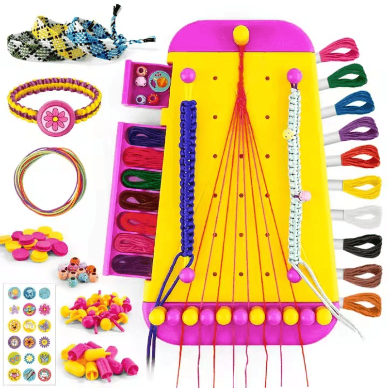 Set Creativ Bratarile Prieteniei 2 in 1 cu Razboi de Tesut, Margele, Fire si Accesorii Colorate, Ludiro, +6 Ani - LUDIRO