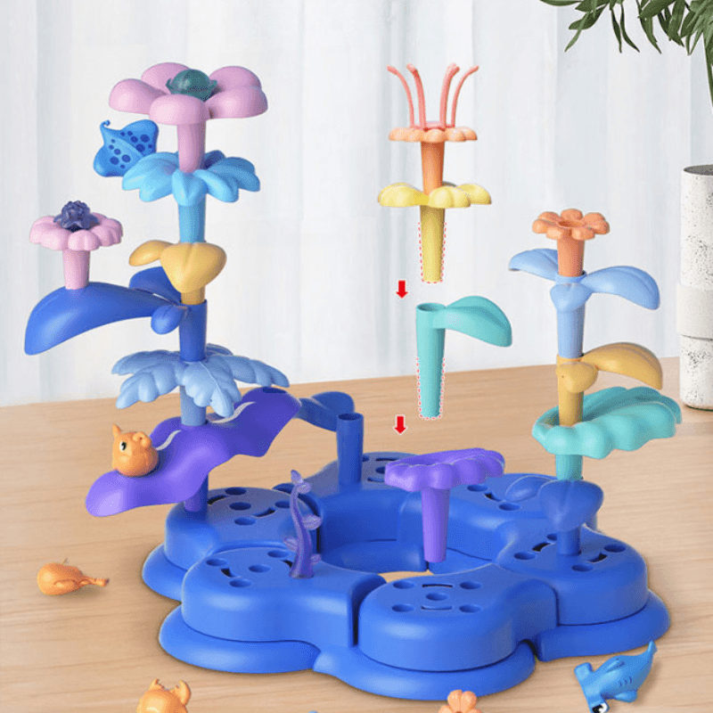 Set de Constructie Ludiro 136 Piese cu Corali si Pesti, Tema Marina, Baza Modulara, +3 Ani - LUDIRO