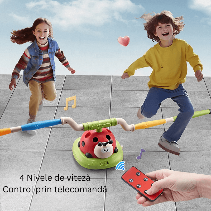 Resigilat - Buburuza Interactiva 3 in 1, Coarda de Sarit, Aruncare Inele si Lansator Rachete, Cu Telecomanda - LUDIRO