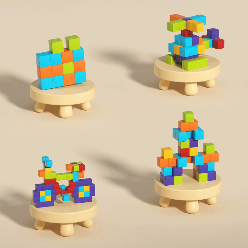 Set Cuburi Magnetice Educative 3D Ludiro, 96 Piese pentru Creativitate, Logica si Dezvoltare STEM - LUDIRO