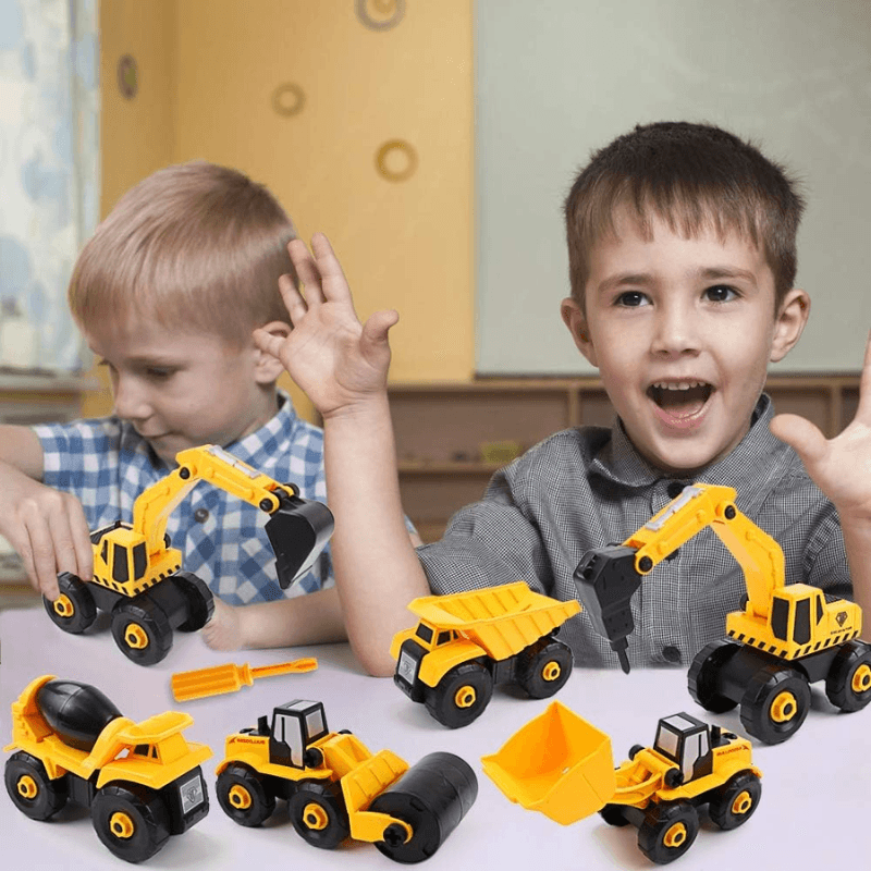 Utilaje Constructii pentru Copii 6 in 1 Ludiro, 104 Piese DIY cu Surubelnita - LUDIRO