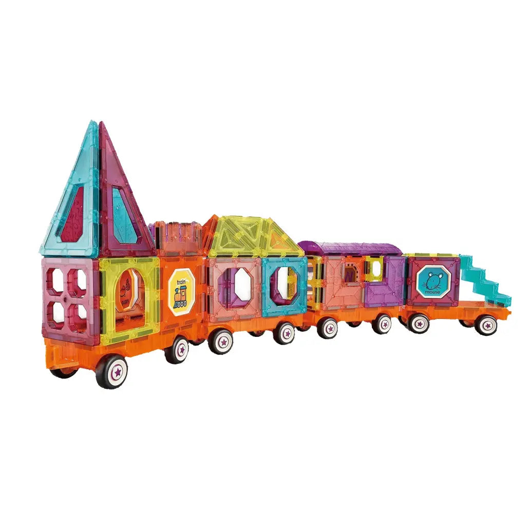 Set de Constructie Magnetic, Tren, 72 de Piese, Diverse Forme Geometrice, Multicolor, + 3 Ani - LUDIRO