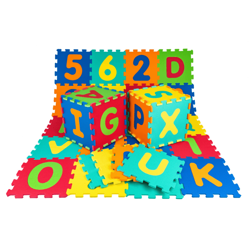 Covor Puzzle copii LUDIRO cu Cifre si Litere A-Z Detasabile, Spuma EVA Sigura - LUDIRO
