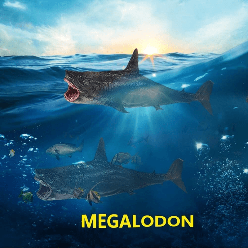 Figurina Rechin Megalodon Realista LUDIRO, Jucarie Educativa XXL pentru Copii, 25.5 cm - LUDIRO