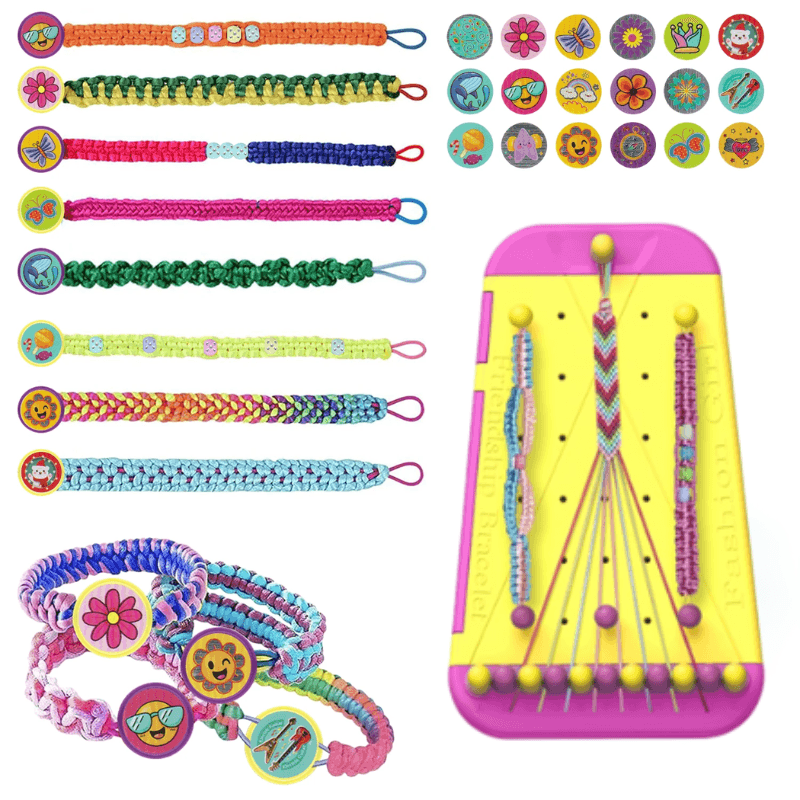 Set Creativ Bratarile Prieteniei 2 in 1 cu Razboi de Tesut, Margele, Fire si Accesorii Colorate, Ludiro, +6 Ani - LUDIRO