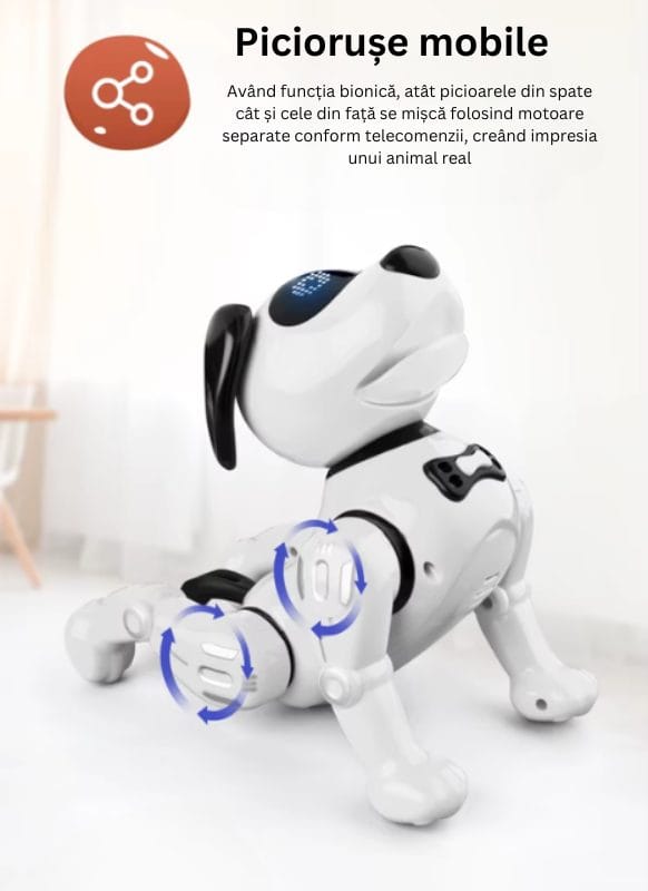 Resigilat - Catelus Robot Inteligent care Canta, Danseaza, Povesteste si Ajuta la Dezvoltarea Limbajului si Creativitatii, Cel mai Bun Prieten pentru Educatie si Distractie, + 3 Ani, Alb Negru - LUDIRO