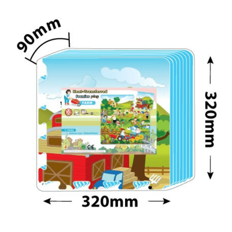 Covor Puzzle din Spuma EVA pentru Copii Ludiro, Set 9 Piese Educationale cu Viata la Ferma - LUDIRO