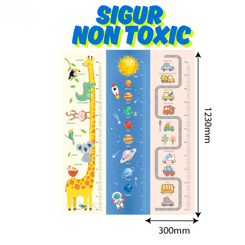 Rigla de Crestere Copii Ludiro, Tematica Spatiu si Planete, Non-toxic, Autoadeziv, 123×30 Cm - LUDIRO