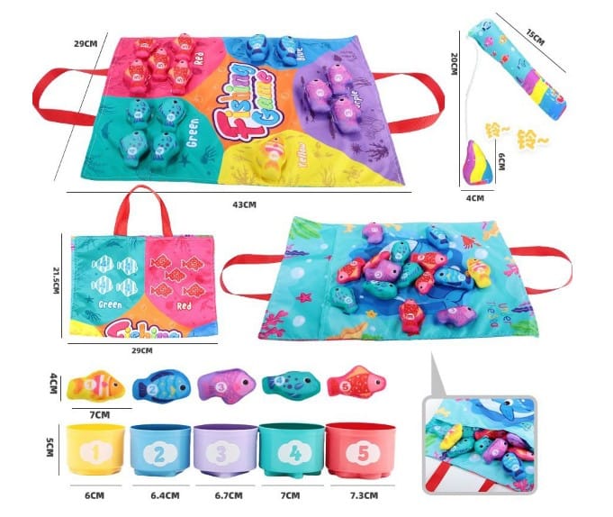 Set Pescuit Educativ cu 22 accesorii, Invatare prin Joaca, Culori, Forme, Numere, Litere - LUDIRO