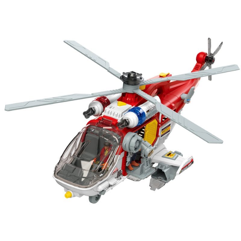 Elicopter Multifunctional cu Sunete si Lumini, Jucarie Interactiva Educativa cu Functii Realiste, Accesorii de Salvare si Lansator Masinute pentru Copii Imaginativi, 56x17x22 Cm, + 3 Ani - LUDIRO