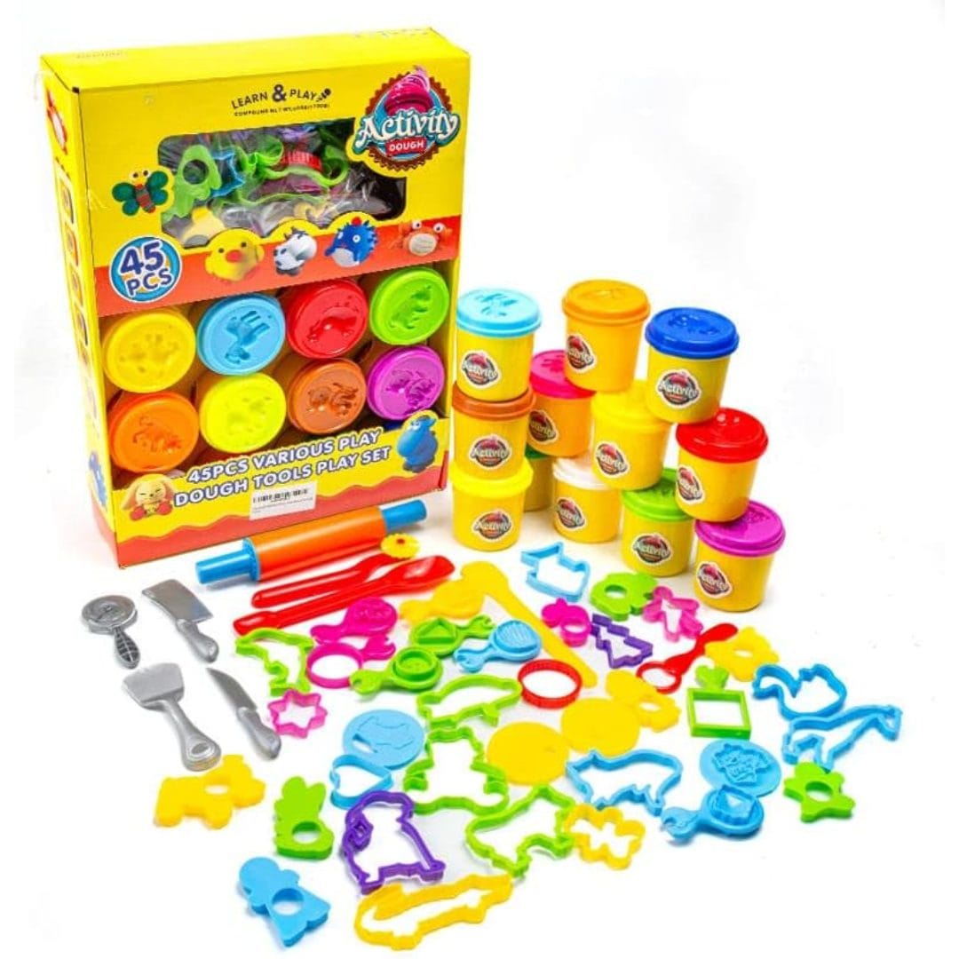 Set plastilina Educativa LUDIRO, 12 Culori, 45 Piese, Forme Animale, Unelte si Culori Vesele, Joaca Creativa, Sigura si Fara Ecrane pentru Copii peste 3 Ani, Acasa sau la Gradinita - LUDIRO
