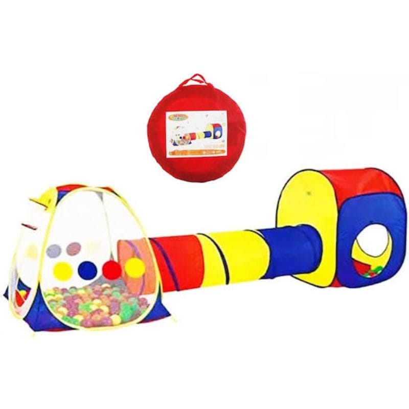 Tobogan Tunel de Joaca pentru Copii, Cort Pop-Up cu 3 Sectiuni, Tunel Colorat si Zona pentru Bile, Motricitatii si Creativitatii, Ideal pentru Interior si Exterior, 260x100 Cm, +3 Ani, Utility One - LUDIRO
