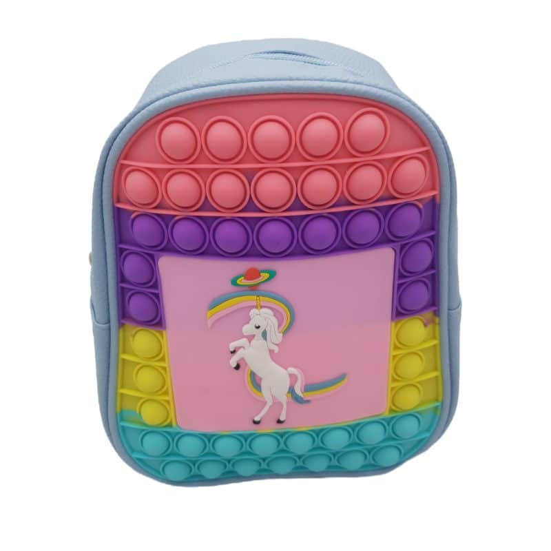 Ghiozdan Prescolari, Pop It Now, Unicorn, 2 Barete Ajustabile, Piele Ecologica, 19x23x10 cm, Albastru, + 3 Ani - LUDIRO