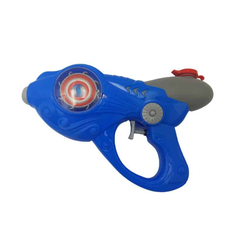 Pistol Jucarie cu Apa, cu Disc Rotativ si Lumini Interactive, Albastru Gri, 25x5x18 cm, + 3 Ani - LUDIRO