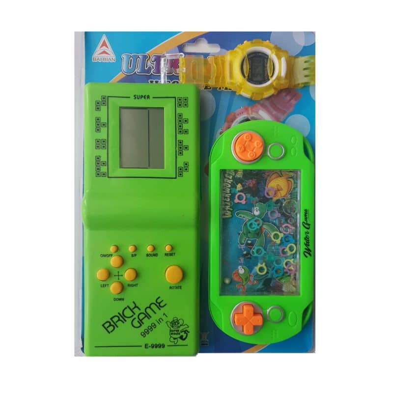 Set Trei Jucarii Interactive, Tetris, Joc cu Cerculete in Apa si Ceas de Mana, Verde, + 3 ani - LUDIRO