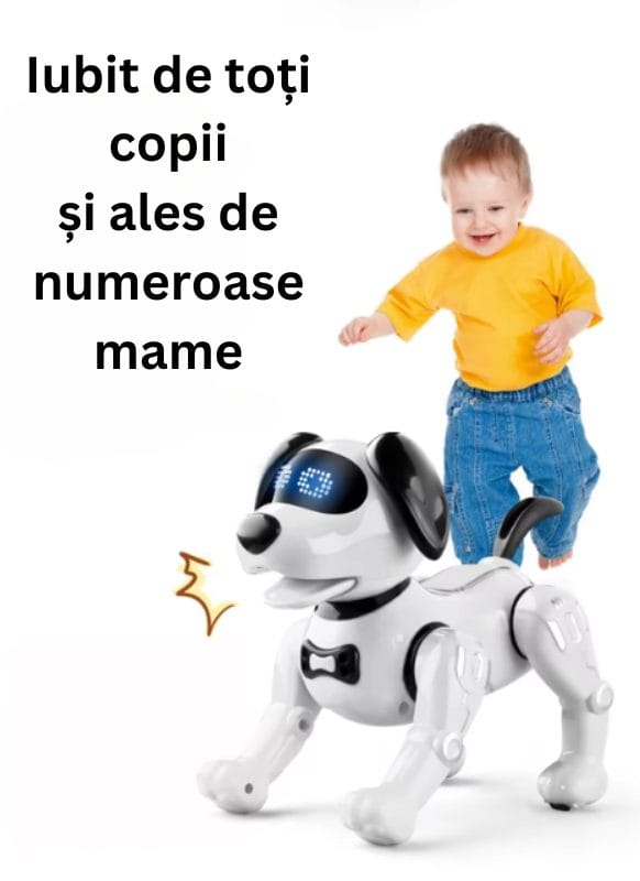 Resigilat - Catelus Robot Inteligent care Canta, Danseaza, Povesteste si Ajuta la Dezvoltarea Limbajului si Creativitatii, Cel mai Bun Prieten pentru Educatie si Distractie, + 3 Ani, Alb Negru - LUDIRO