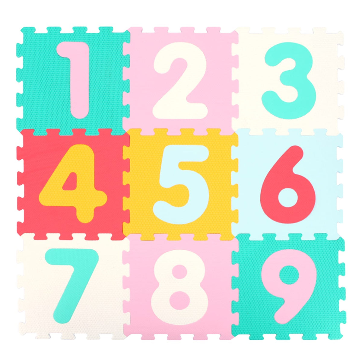 Resigilat - Covor Puzzle Copii cu Cifre Mix 9 Piese, Saltea Joaca din Spuma EVA, Antiderapanta - LUDIRO