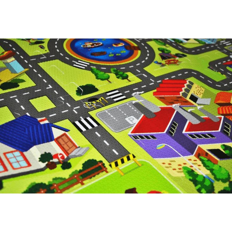 Covor Puzzle din Spuma EVA pentru Copii Ludiro, Set 9 Piese Educationale cu Harta Orasului - LUDIRO