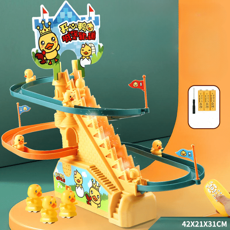 Tobogan pentru Ratuste, Lumini si Sunete Interactive, 3 Ratuste, 42x21x31 Cm, Cu Telecomanda, Galben, + 3 Ani - LUDIRO