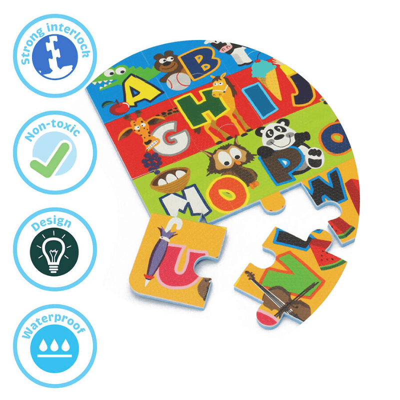 Resigilat - Covor Puzzle, Spuma EVA, Alfabet Colorat A-Z cu 24 de Piese Mari, Joc de Invatare Sigur, Non-toxic - LUDIRO