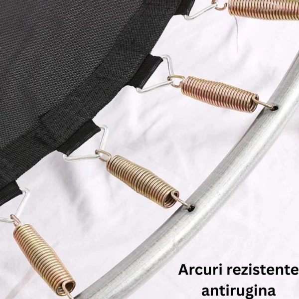 Trambulină pentru Copii 140 Cm cu Plasă de Protecție, Interior și Exterior, 1–6 ani, Montaj cu Buton de Blocare, Certificare de Siguranta, Rosu Verde - LUDIRO