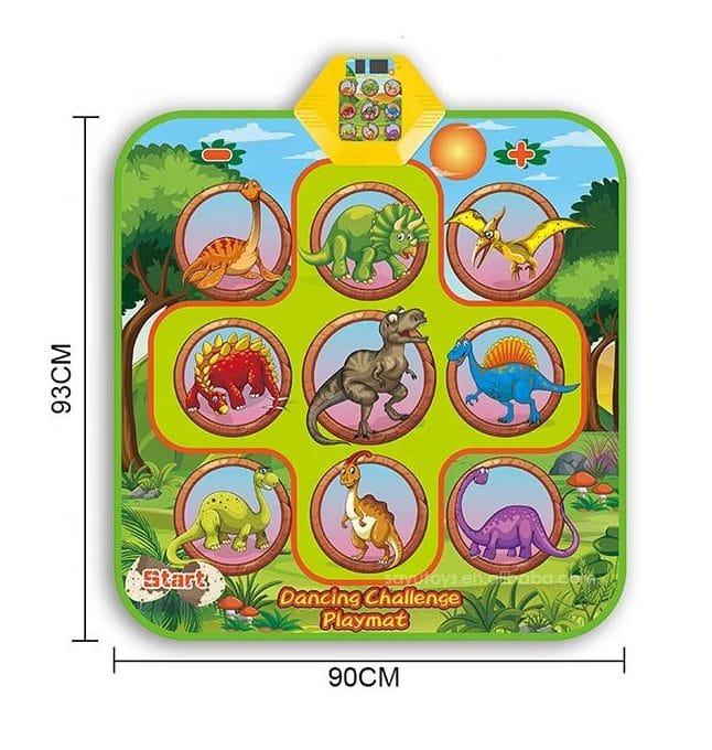 Covor Muzical Electronic, 5 Moduri Muzicale, 3 Nivele de Dificultate, Volum Adjustabil, Lumini LED, Dinozauri, 90x93x3 cm, + 3 Ani, Utility One - LUDIRO