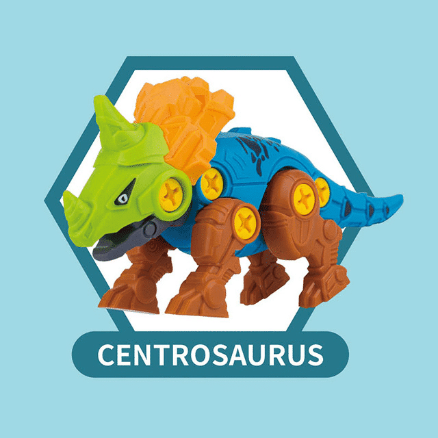 Jucarie Interactiva STEM DIY, Dinozaur de Construit, Centrosaurus, Surubelnita Inclusa, Culori Aleatorii, 19x10x5.5 Cm, + 3 Ani - LUDIRO