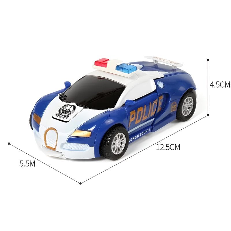 Masinuta de Politie Transformabila in Robot, Deplasare prin Inertie, Transformare la Impact, 12.5x5.5x4.5 Cm, Alb Albastru, + 3 Ani, Utility One - LUDIRO