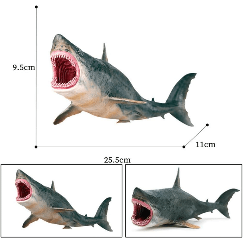 Figurina Rechin Megalodon Realista LUDIRO, Jucarie Educativa XXL pentru Copii, 25.5 cm - LUDIRO