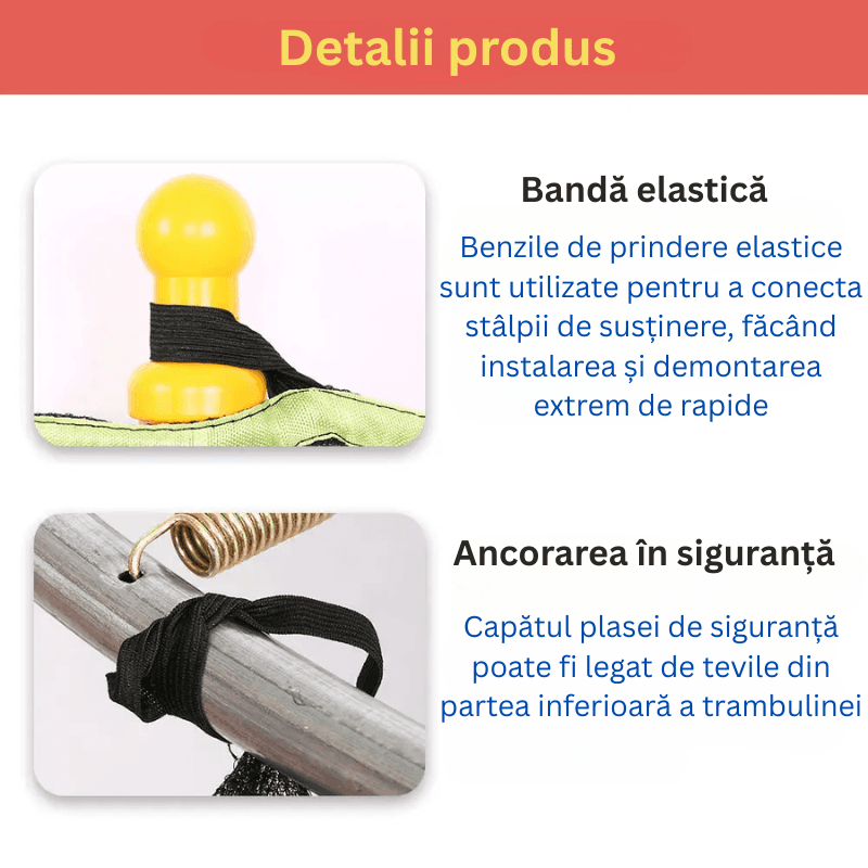 Resigilat - Trambulina pentru Copii 3-7 Ani LUDIRO, Plasa de Siguranta, Diametru 140 Cm, Inaltime 125 Cm, Joaca Distractiva pentru Interior si Exterior, Rosu - LUDIRO