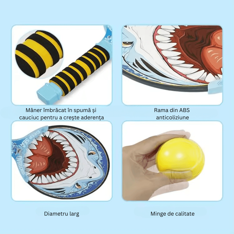 Set Palete Distractive pentru Copii Ludiro, Design Rechin vs Dinozaur, 2 Mingi Incluse - LUDIRO