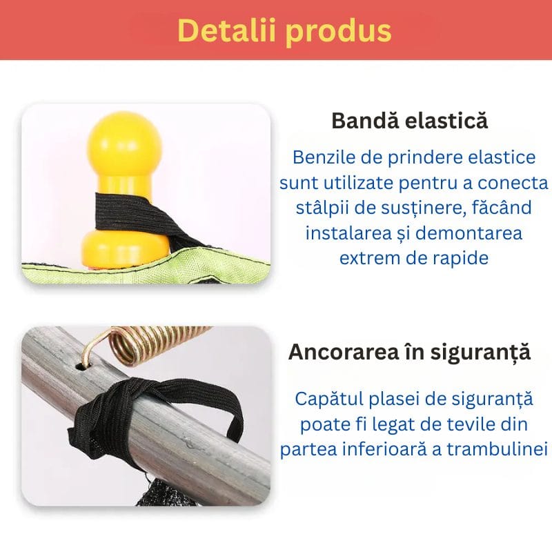 Trambulina pentru Copii 3-7 Ani LUDIRO, Plasa de Siguranta, Diametru 140 Cm, Inaltime 125 Cm, Joaca Distractiva pentru Interior si Exterior, Albastru - LUDIRO
