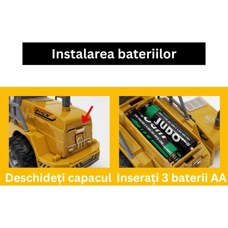 Resigilat - Buldoexcavator cu Telecomanda cu Incarcare Frontala RC, Lumini, Sunete si Cupa Mobila - LUDIRO