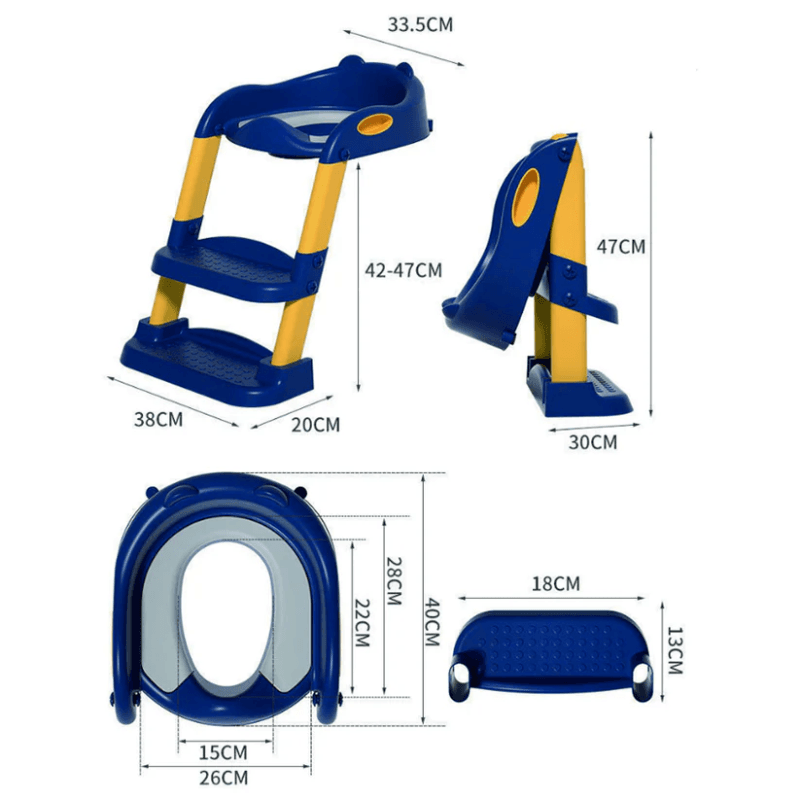 Resigilat - Reductor WC pentru Copii cu Scarita Pliabila Ajustabila, Suport Ergonomic, Material Antiderapant si Design Educativ, Ideal pentru Tranzitia de la Olita la Toaleta, Sprijin pentru Autonomie si Confort, 50x42x32 Cm, Utility One - UTILITY ONE