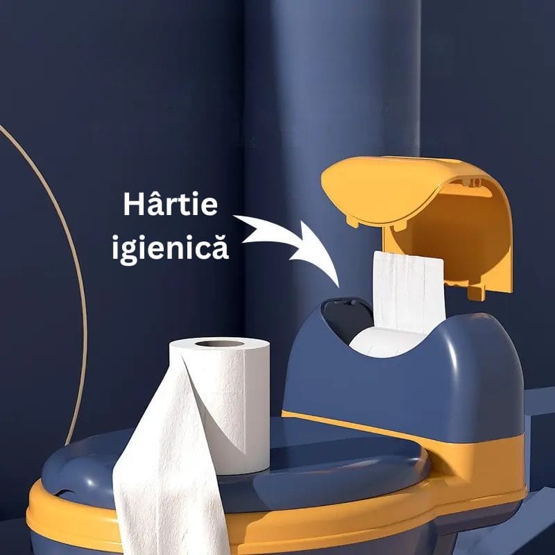 Olita pentru Copii Ergonomica cu Functie Educativa, Design Realist, Capac Rabatabil, Rezervor Detasabil si Compartiment pentru Hartie Igienica, Ideala pentru Tranzitia la Toaleta, + 3 Ani - LUDIRO