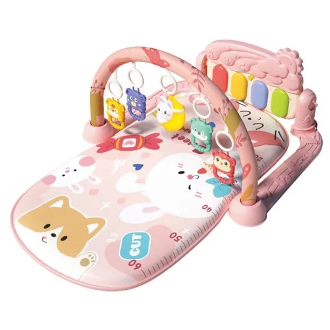 Resigilat - Centru de Activitati pentru Bebelusi cu Animale Simpatice, 75x56x43 Cm, Covoras Interactiv 5 in 1 cu Pian, Jucarii Detasabile, Sunete Muzicale, Lumina Delicata si Design Educational, Stimulare Cognitiva, + 0 Luni, Utility One - LUDIRO
